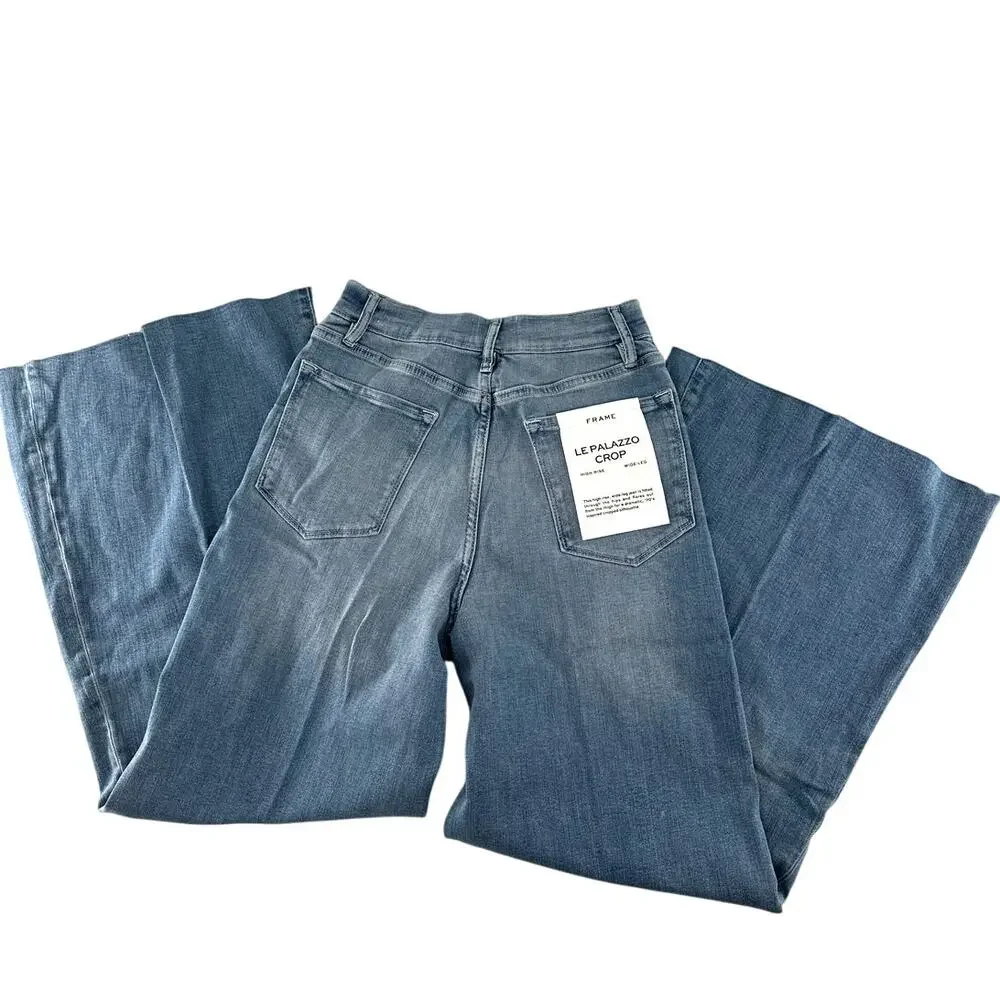 Frame Denim Women's Galeston Le Palazzo Crop Wide Leg Jeans Size 31 - Picture 4 of 10